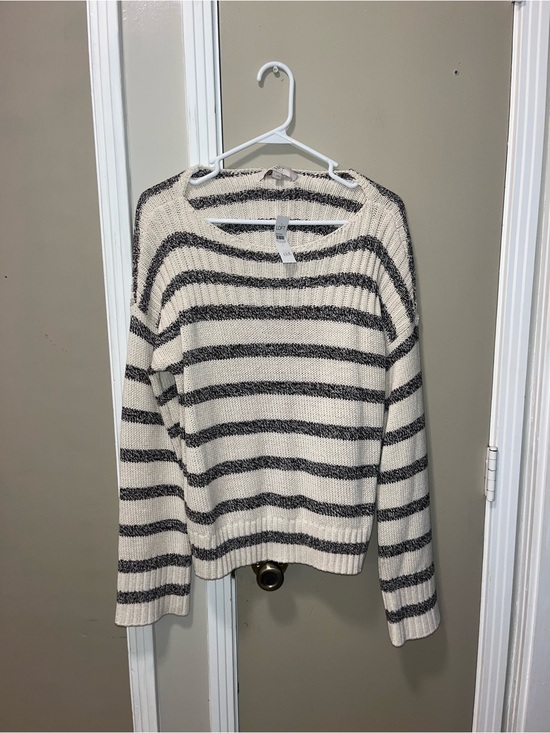 LOFT Sweaters - LOFT Striped Crewneck Sweater in Cream and Brown